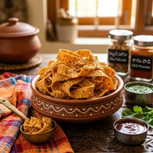Ribbon pakoda ( Ribbon Dumplings /Ribbon Murukku )